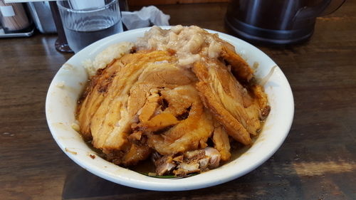 「豚そば(並)+脂マシ+濃厚」@雷 北松戸本店の写真