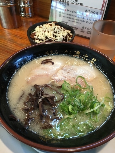 「博多ラーメン600円+マヨチャーシュー飯150円」@博多ラーメン 清水屋の写真