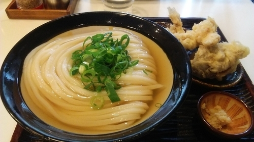 「冷やかけ（中） 480円 ＋ かしわ天 230円」@丸香の写真