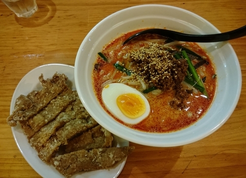 「排骨担々麺(3辛)　1050円」@かつぎやの写真