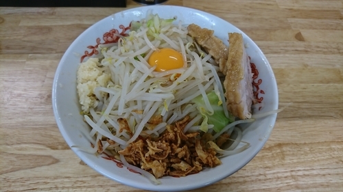 「小ラーメン+汁なし+ニンニク少し」@ラーメン 登良治郎の写真