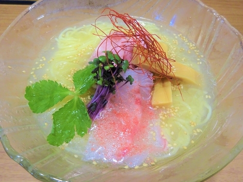 「芳醇冷やし鯛塩そば 980円 ＋ 鯛めし（VIPカード利用）」@鯛塩そば 灯花 本店の写真