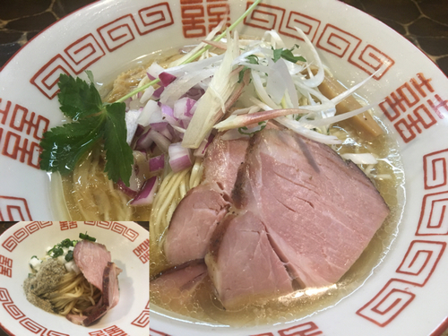 「【限定】冷し煮干そば800円、窯焼チャーシュー100円、替玉」@特級鶏蕎麦 龍介の写真