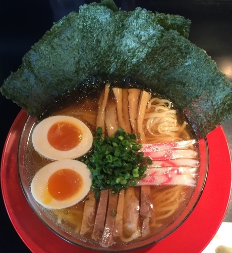 「冷やニボ850円+海苔(トッピング15回無料券)」@肉煮干し中華そば さいころの写真