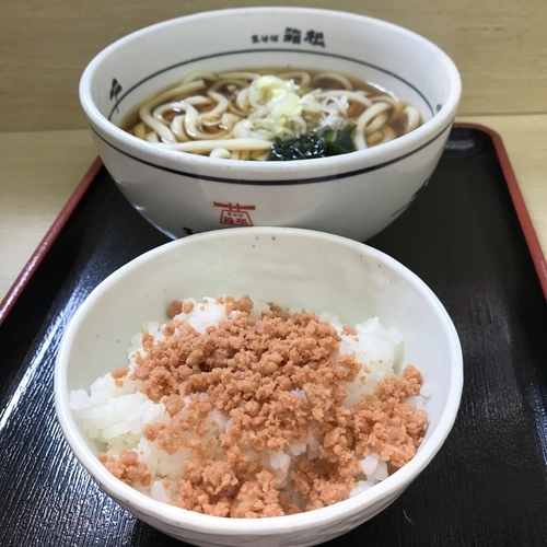 「かけ（￥280）＋一膳ごはん（クーポン）」@名代 箱根そば 赤坂店の写真