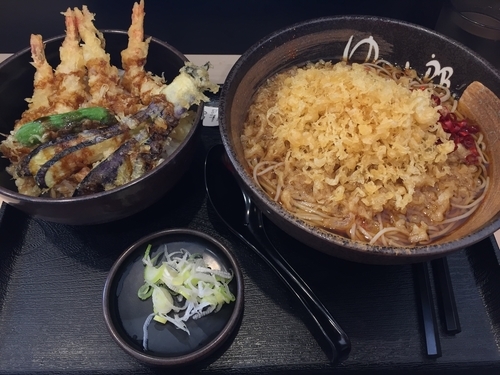 「満腹海老天丼セット（大盛）」@ゆで太郎 北本深井店の写真