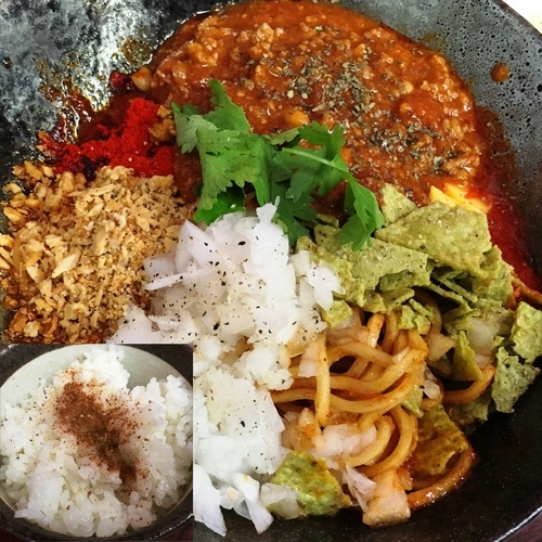 「【限定】メキシカン＋生たまご」@激辛ラーメン専門店 レッチリ 土浦本店の写真