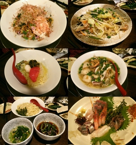 「牛の油そば・鯛と山葵の冷やしそば・雉のつけ麺など5種」@立ち呑み居酒屋 金町製麺の写真