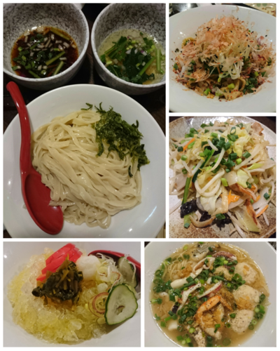 「牛の油そば、鯛と山葵の冷やしそば他 全5種」@立ち呑み居酒屋 金町製麺の写真