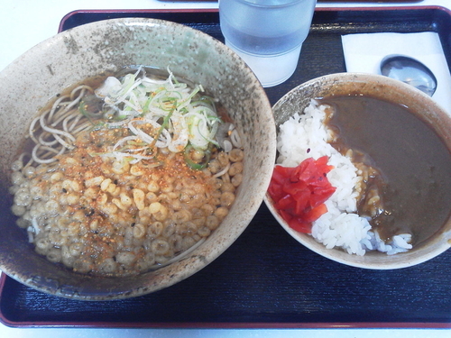 「ミニカレー丼セット560＋揚げ玉60＝620」@えきめんや 京急川崎店の写真