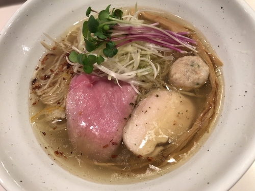 「鶏そば(塩)麺大盛り」@鶏そば朱雀の写真