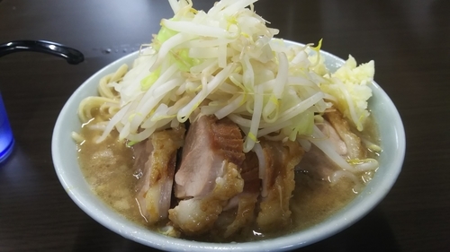 「ラーメン小 ぶた入り（にんにく）￥850」@ラーメン二郎 新潟店の写真