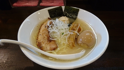 「味玉入り 帆立塩らーめん+辛ネギライス」@麺や 龍世の写真