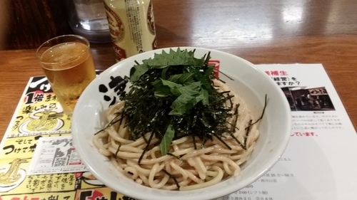 「めんたいまぜそば　ビール」@つけ麺津気屋 武蔵浦和の写真