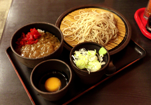 「朝定食Aセット(360円)+生たまご(クーポン)」@ゆで太郎 菊川店の写真