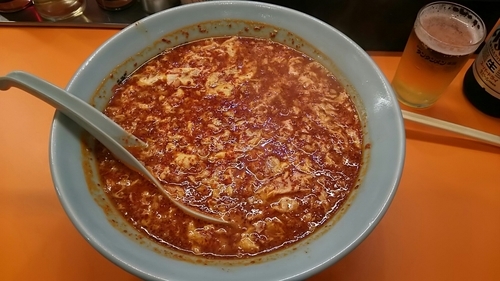 「タンタンメン大辛750円、ビール中瓶550円」@元祖 ニュータンタンメン本舗イソゲン 新城店の写真