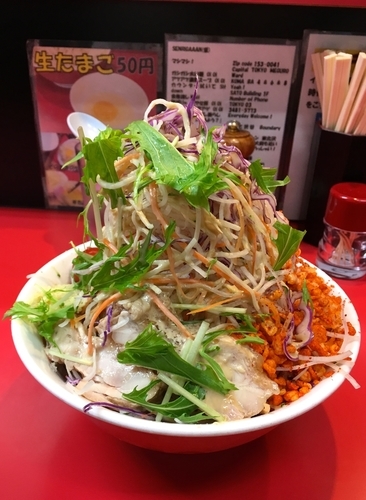 「冷やし中華・野菜マシショウガ辛揚げ」@千里眼の写真