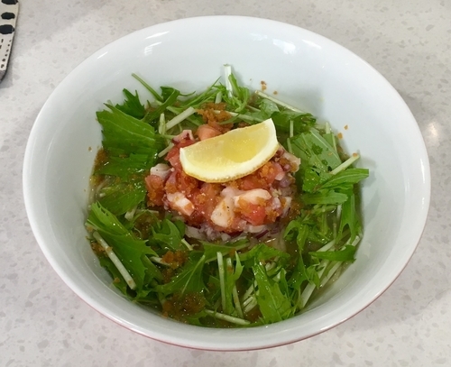 「カラスミと魚介の冷製和え麺風？冷やしラーメン【限定】」@ラーメン星印の写真