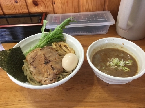 「つけ麺＋煮卵（CP券）」@二代目 村岡屋の写真