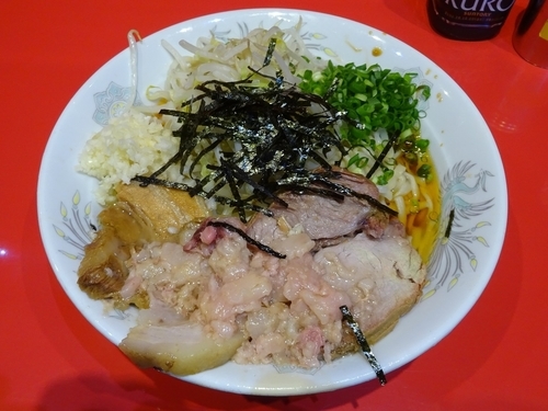 「油そば（850円）ニンニクアブラ」@ラーメン二郎 西台駅前店の写真