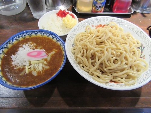 「カレーつけめん大盛ライス付き（９９０円）」@らーめんまんの写真