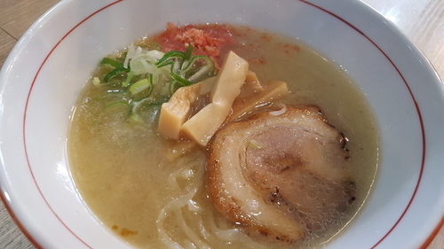 「海老そば海鮮塩白湯」@麺屋 荒武者 浦安店の写真
