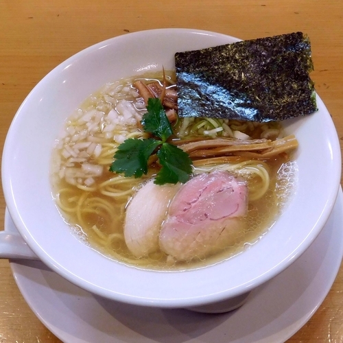 「烏賊干鶏塩そば（780円）」@新橋 纏 京王高幡SC店の写真