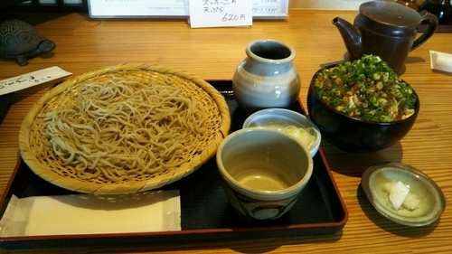 「ランチセット（ざるそば＋豆腐小丼）　１０８０円」@そば処 椿野の写真