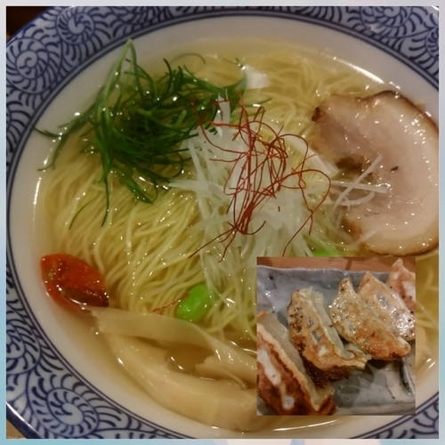 「鯛そば 750円+焼き餃子」@鯛そば そるとの写真