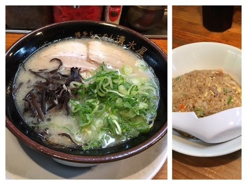 「博多ラーメン600円+半チャーハン200円」@博多ラーメン 清水屋の写真