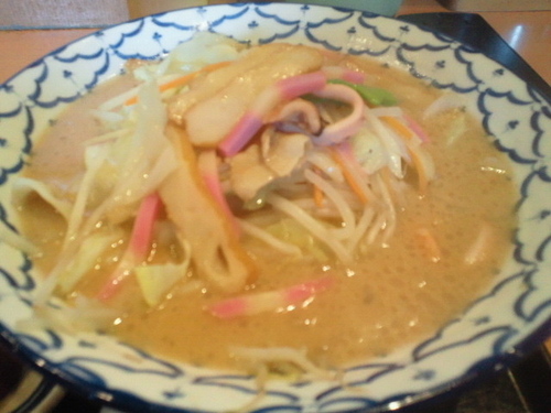 「みそ壱ちゃんぽん 790円、辛しみそ 70円」@ラーメン みそ壱 鎌田店の写真