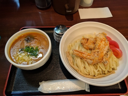 「バッファローチキンウイングカレーつけめん(850円)」@中華そば田家 ふくふくの写真
