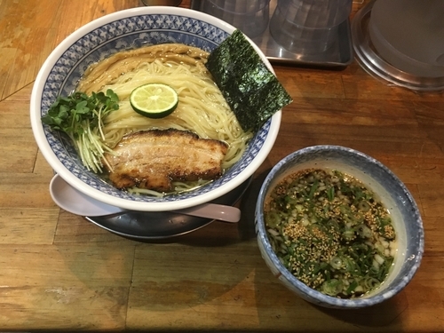 「揚げネギしおつけ麺【限定】1000円」@流星軒の写真