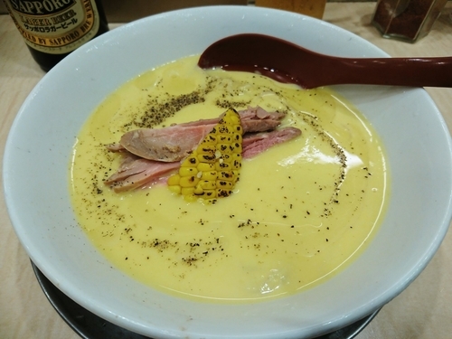 「【限定】とうきび冷やし麺970円＋ビール」@食堂 七彩の写真