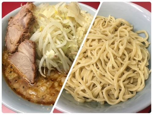 「小つけ麺（麺少なめ、ニンニク、野菜）」@ラーメン二郎 中山駅前店の写真