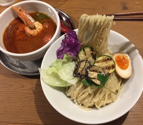 「1周年限定-第1弾-海老トマトつけそば980円」@中華そば 二階堂の写真