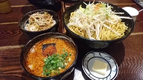 「ファイヤーつけ麺+特盛り+バター+Bセット+他」@北のらーめん 美空の写真