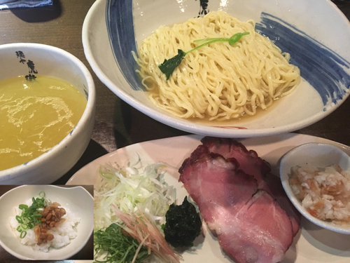 「【限定】薬涼潮つけそば880円、〆の冷や飯50円」@麺や 虎徹の写真