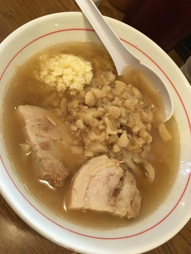 「ラーメン(麺150g 野菜抜き アブラマシマシニンニク)」@眞久中の写真