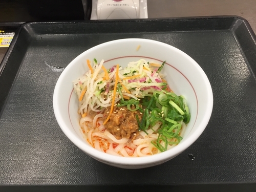「5種野菜の冷やし担々うどん（小うどん340円）」@なか卯 祖師ヶ谷大蔵店の写真