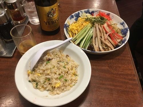 「冷やし中華醤油+ミニチャーハン」@中華麺飯 太楼 日吉店の写真