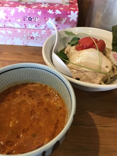 「海老風味のエビトマトつけ麺」@麺屋 蕃茄の写真