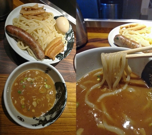 「『虎洞つけ麺(￥1100)』を中盛&ソーセージで」@麺屋武蔵 虎洞の写真