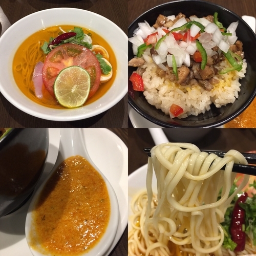 「夜限定 和牛エスニックラーメン&和風ガパオライス ¥1000」@八咫烏の写真