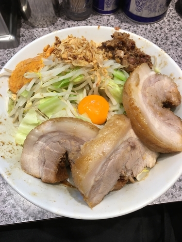 「ラーメン並汁なし」@ラーメン宮郎の写真