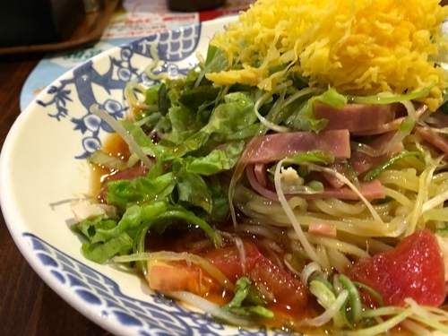 「キリン一番搾り生中ジョッキ＋たっぷり野菜の７品目冷やし中華」@バーミヤン 三鷹駅南口店の写真