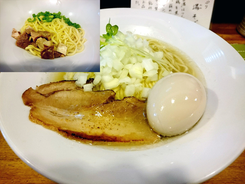 「【限定】初物大羽の塩そば+味玉+煮干し玉」@中華蕎麦 はざまの写真