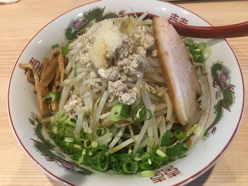 「汁なし焦がし醤油（もやし増し）」@拉麺 大公 南太田本店の写真