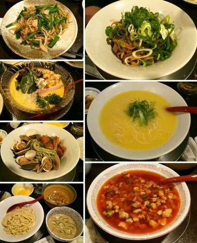 「烏賊ワタ和えそば・雉白湯そば・カボチャポタージュなど計7種」@立ち呑み居酒屋 金町製麺の写真