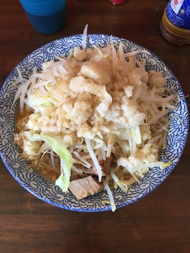 「ラーメン ミニ（ニンニクマシマシ、ヤサイ、アブラ）」@龍麺 ふえ郎の写真